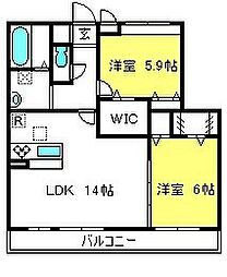 Forest神明 2LDKの間取図画像