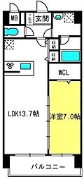 プレリュード桜木町 1LDKの間取図画像