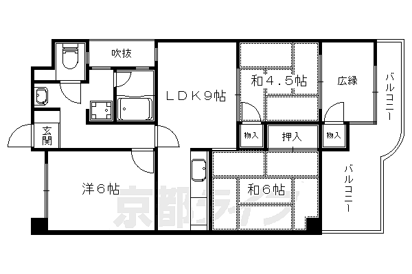 大翔第一ビル 303｜京都府京都市山科区東野北井ノ上町(賃貸マンション3LDK・3階・60.30㎡)の写真 その2