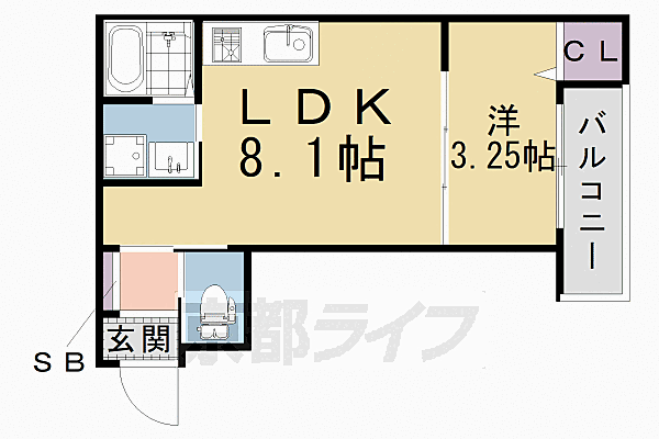 ｓｔ．Ｒｅｓｉｄｅｎｃｅ深草 103｜京都府京都市伏見区深草上横縄町(賃貸アパート1LDK・1階・27.01㎡)の写真 その2