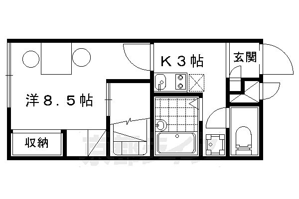 レオパレスヴィルヌーブ醍醐 111｜京都府京都市伏見区石田大受町(賃貸アパート1K・1階・23.18㎡)の写真 その2