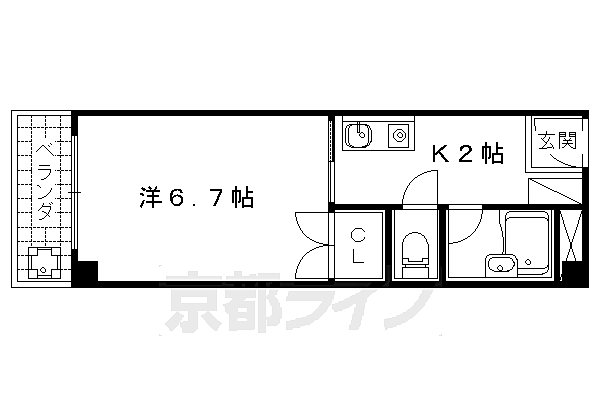 ダイシンｆビル 507｜京都府京都市山科区小野蚊ケ瀬町(賃貸マンション1K・5階・22.00㎡)の写真 その2