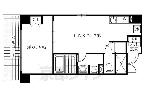 サンクチュアリ山科 902｜京都府京都市山科区竹鼻竹ノ街道町(賃貸マンション1LDK・9階・38.13㎡)の写真 その2