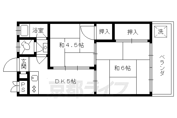 グリシーヌ桃山南 103｜京都府京都市伏見区桃山町中島町(賃貸マンション2DK・1階・38.08㎡)の写真 その2