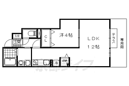 ガーデン・グレイス 1階1LDKの間取り