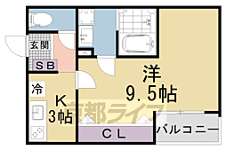 Rita椥辻 1Kの間取図画像