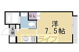 QUALIE京大前 1Kの間取図画像