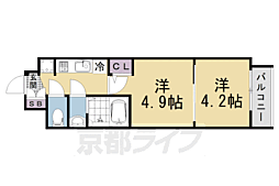 京都市上京区千本通上長者町上る革堂前之町マンション 2Kの間取図画像