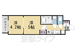 京都市上京区千本通上長者町上る革堂前之町マンション 2Kの間取図画像