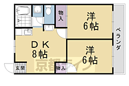 西部ハイツ 2DKの間取図画像