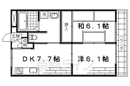 陵南ハイツ 2DKの間取図画像