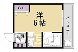 コテージ鹿王 1Kの間取図画像