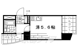朝日プラザ深草 ワンルームの間取図画像