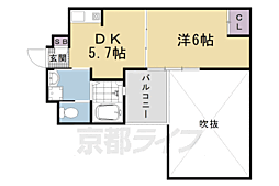 クオリティー嵯峨野 1DKの間取図画像