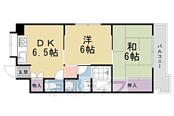 ヴィラ御堂殿 2DKの間取図画像