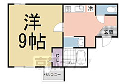 アークリード石山寺 1Kの間取図画像