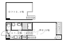ブライトヒルズ椥辻 1Kの間取図画像