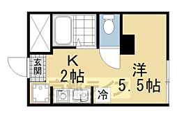 ビッグバーンズ両替町 ワンルームの間取図画像