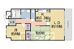 ヴィルヌーブ大津におの浜C棟 2LDKの間取図画像
