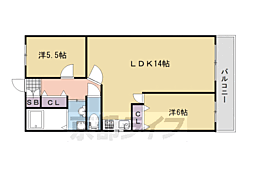エクセル丹波橋 2LDKの間取図画像