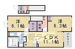 ヒカルサ仰木の里I 2LDKの間取図画像