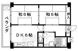 パールハイツイナリ 2DKの間取図画像