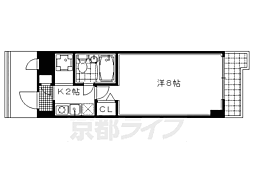 パラドール西院パート1 1Kの間取図画像