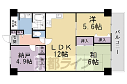 ネオコーポ大津湖城ケ丘B棟 2SLDKの間取図画像