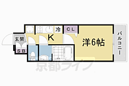 プレサンスTHEKYOTO粋都 1Kの間取図画像