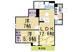 オーキッド京都北山 2LDKの間取図画像