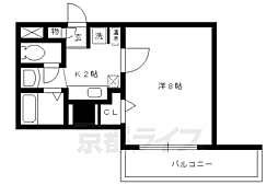 グランコスモ鴨川 1Kの間取図画像