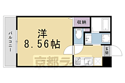 京都市上京区御前通今出川上る鳥居前町マンション 1Kの間取図画像
