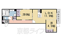 メゾンリーフ 2LDKの間取図画像