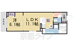 ViaSoleやましな 1LDKの間取図画像