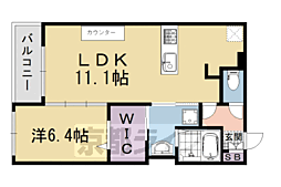 ラシーネ五條 1LDKの間取図画像