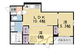 ヒカルサ枚方高野道 2LDKの間取図画像
