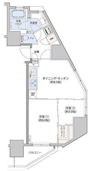 レジディア文京小石川II 403｜東京都文京区小石川3丁目(賃貸マンション2DK・4階・46.44㎡)の写真 その2