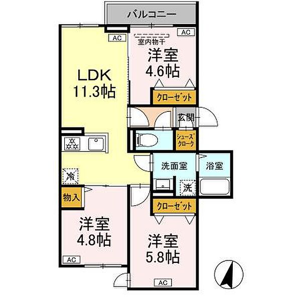 グラナーデ興野 203｜東京都足立区興野2丁目(賃貸アパート3LDK・2階・57.72㎡)の写真 その1