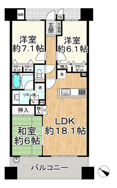 3LDK 間取り