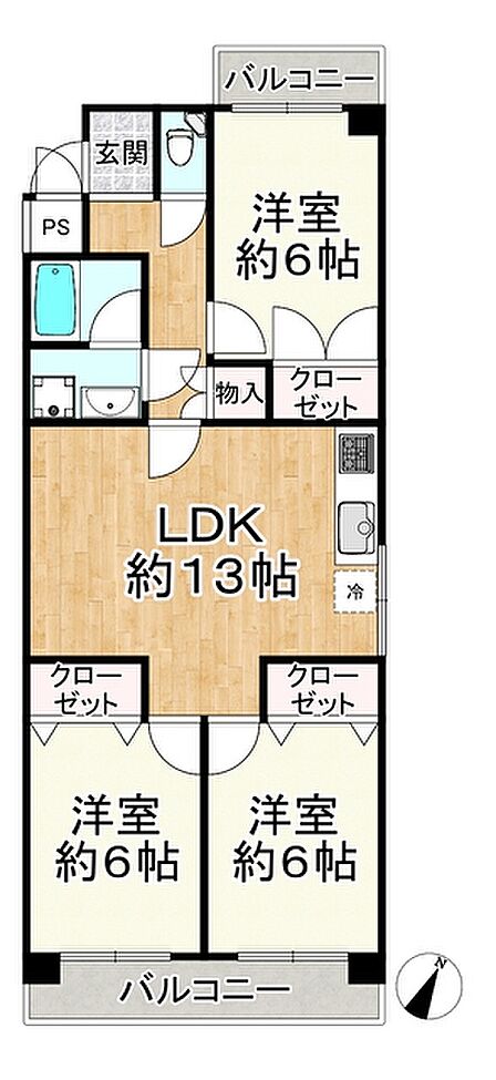 3LDK 間取り