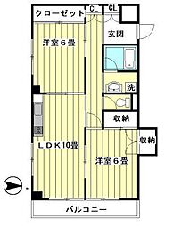 パラッツォ田中 2LDKの間取図画像