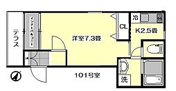メゾンリジエール 1Kの間取図画像