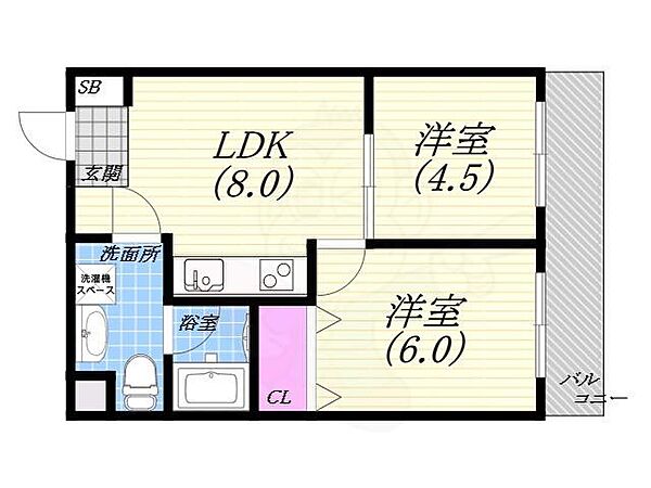 兵庫県西宮市名次町(賃貸マンション2LDK・3階・35.95㎡)の写真 その2