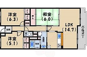 白鷹香枦園マンション  ｜ 兵庫県西宮市宮西町（賃貸マンション3LDK・2階・75.69㎡） その2