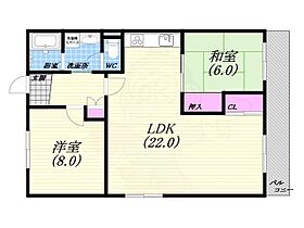 コボリマンション夙川老松台A棟  ｜ 兵庫県西宮市老松町（賃貸マンション2LDK・2階・75.60㎡） その2