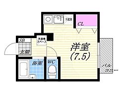 レンタルハウス深津 ワンルームの間取図画像