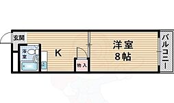 三甲イエム 1Kの間取図画像