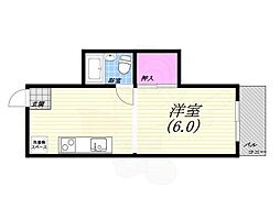 ドミトリー甲子園 1DKの間取図画像