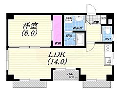 芦屋ニューコーポ2 1LDKの間取図画像