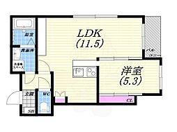 GRANKOBELIA津門大箇町 1LDKの間取図画像